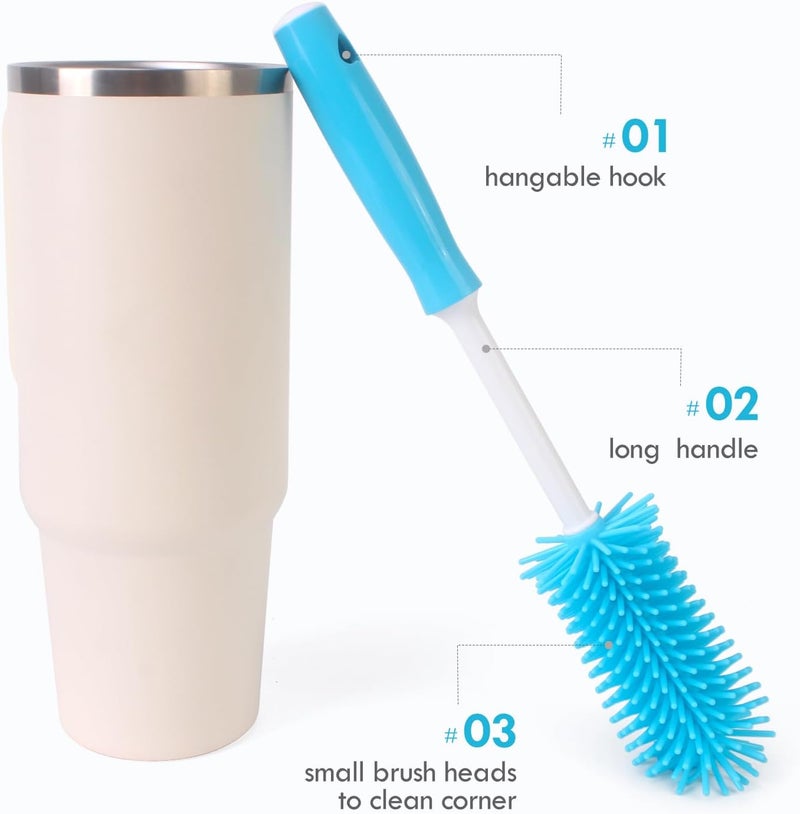 Engorgio 3 Pack Cleaner Brush Kit for Stanley, Bottle Cleaner Brush Set with Straw Brush Cleaner and Cup Lid Cleaning Brush for Stanley Cup, Tumbler Cups, Drinking Glass (Blue) - Image 4